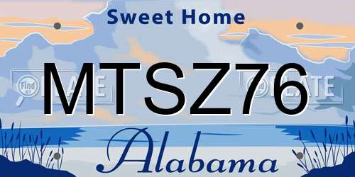 MTSZ76 Alabama License Plate
