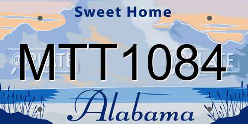 MTT1084 Alabama License Plate