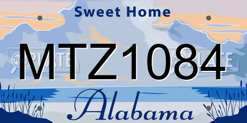 MTZ1084 Alabama License Plate