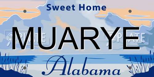 MUARYE Alabama License Plate