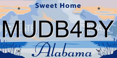 MUDB4BY Alabama License Plate