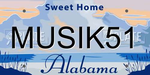 MUSIK51 Alabama License Plate