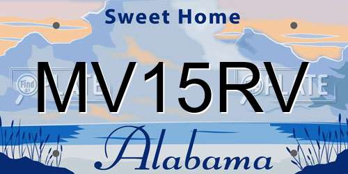 MV15RV Alabama License Plate