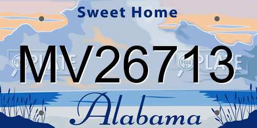 MV26713 Alabama License Plate