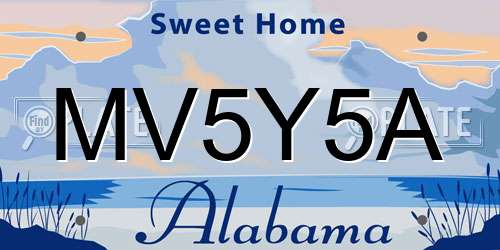 MV5Y5A Alabama License Plate
