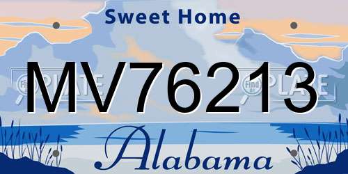 MV76213 Alabama License Plate