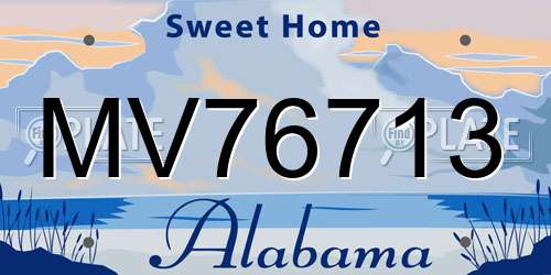 MV76713 Alabama License Plate