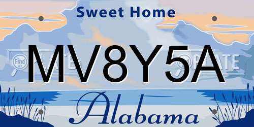 MV8Y5A Alabama License Plate