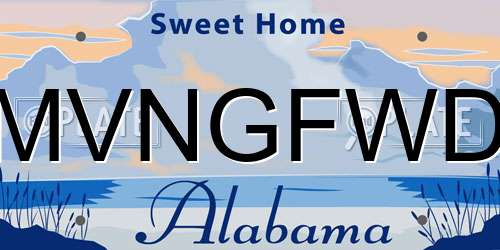 MVNGFWD Alabama License Plate