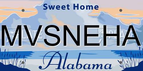 MVSNEHA Alabama License Plate