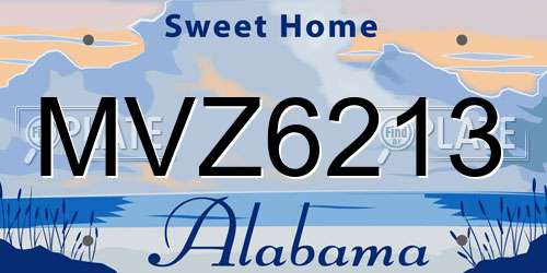 MVZ6213 Alabama License Plate