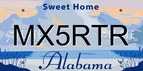 MX5RTR Alabama License Plate