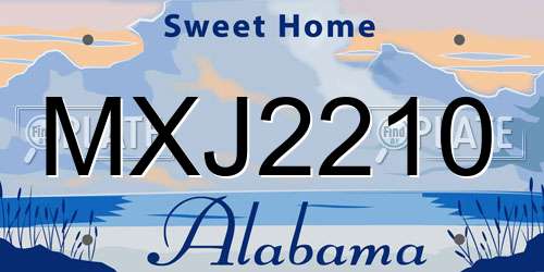 MXJ2210 Alabama License Plate