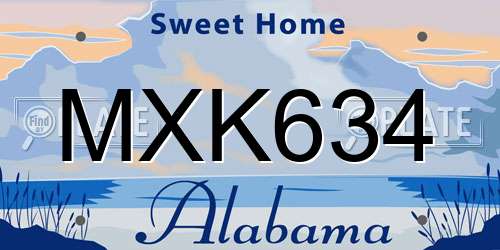 MXK634 Alabama License Plate