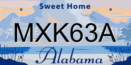 MXK63A Alabama License Plate