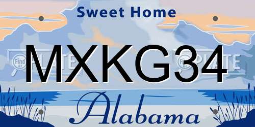 MXKG34 Alabama License Plate