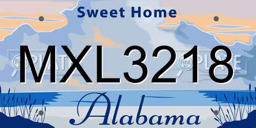 MXL3218 Alabama License Plate