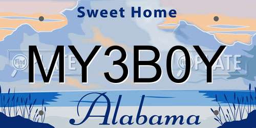 MY3B0Y Alabama License Plate