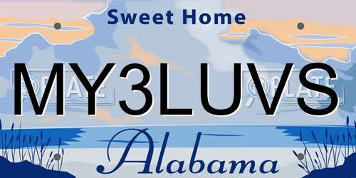 MY3LUVS Alabama License Plate