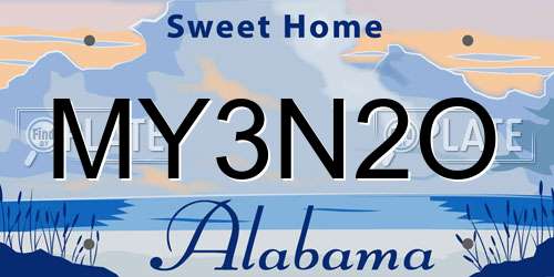 MY3N2O Alabama License Plate
