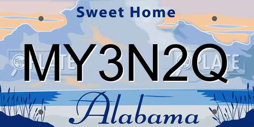 MY3N2Q Alabama License Plate