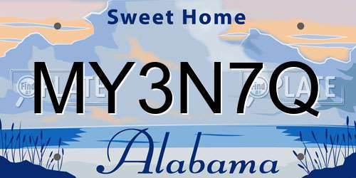 MY3N7Q Alabama License Plate