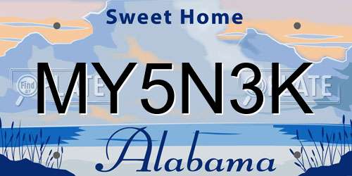 MY5N3K Alabama License Plate