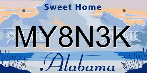 MY8N3K Alabama License Plate