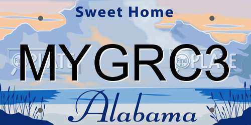 MYGRC3 Alabama License Plate