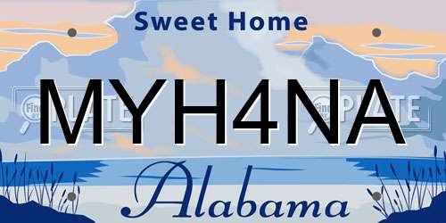 MYH4NA Alabama License Plate