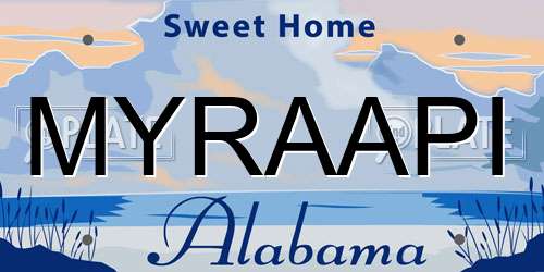 MYRAAPI Alabama License Plate