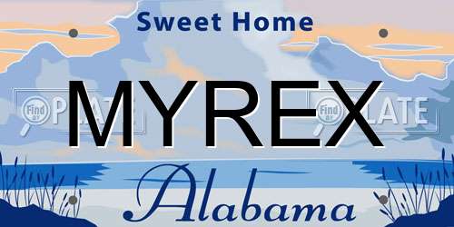 MYREX Alabama License Plate