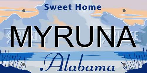 MYRUNA Alabama License Plate