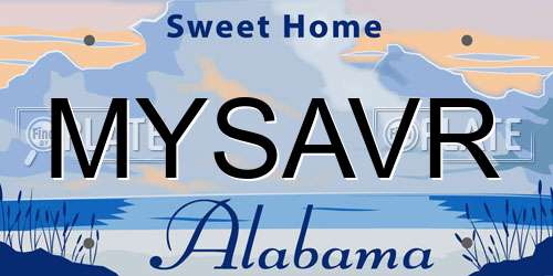 MYSAVR Alabama License Plate