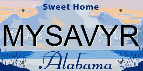 MYSAVYR Alabama License Plate