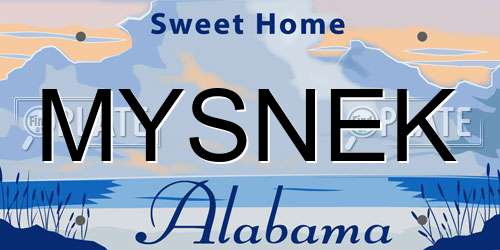 MYSNEK Alabama License Plate