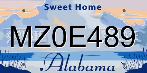 MZ0E489 Alabama License Plate