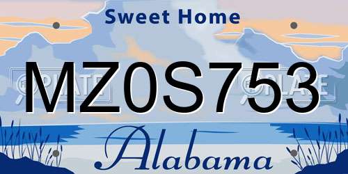 MZ0S753 Alabama License Plate