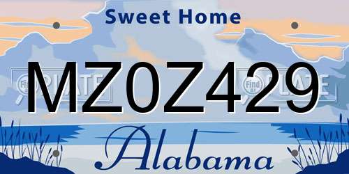 MZ0Z429 Alabama License Plate