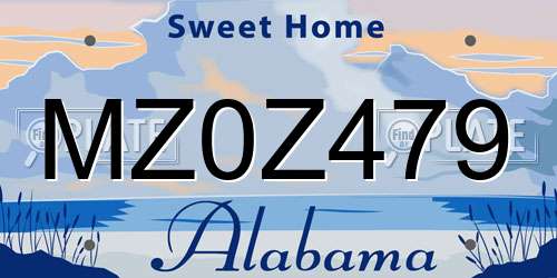 MZ0Z479 Alabama License Plate