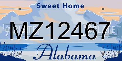 MZ12467 Alabama License Plate