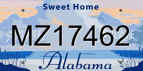 MZ17462 Alabama License Plate