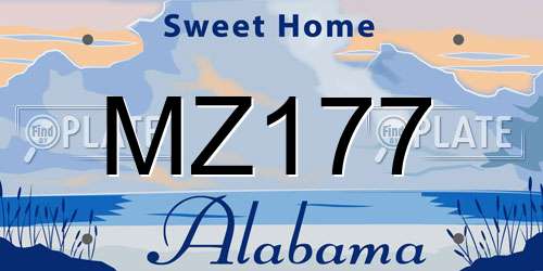 MZ177 Alabama License Plate