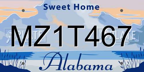 MZ1T467 Alabama License Plate