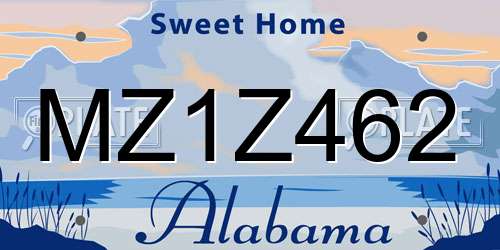 MZ1Z462 Alabama License Plate