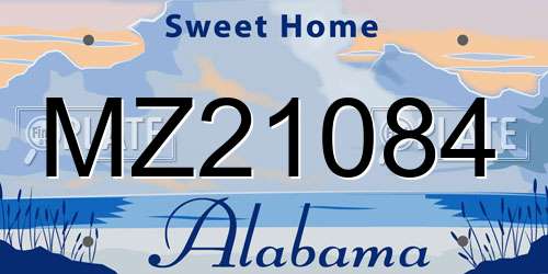 MZ21084 Alabama License Plate