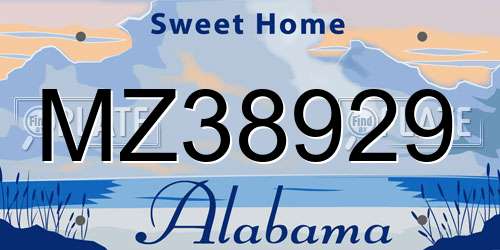 MZ38929 Alabama License Plate