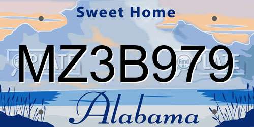 MZ3B979 Alabama License Plate