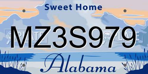 MZ3S979 Alabama License Plate