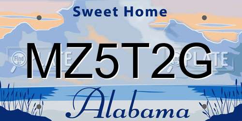 MZ5T2G Alabama License Plate